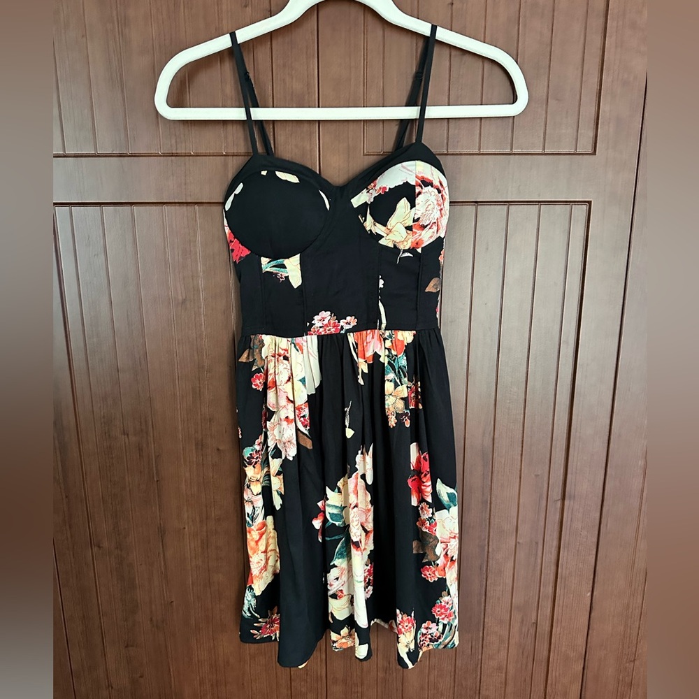 Floral Black Mini Dress